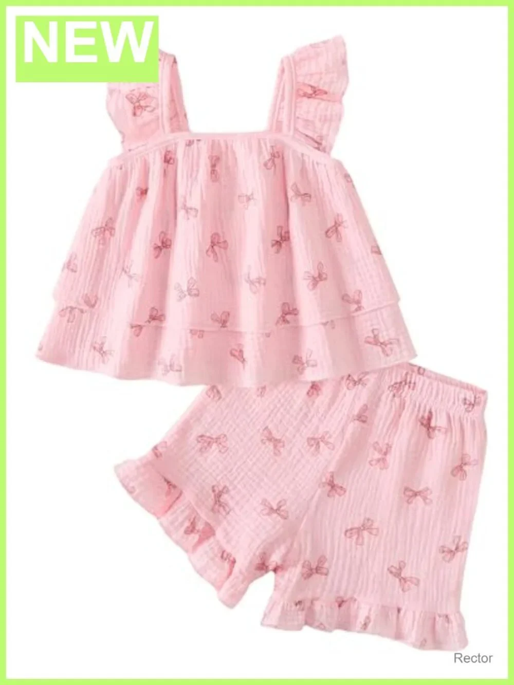 Toddler Girl Ruffle Sleeve Floral Top and Shorts Set Cotton Summer Outfit 2Pc